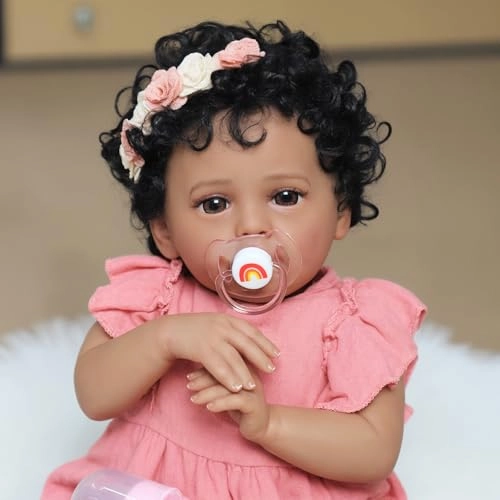 Reborn Baby Doll - 18'' Soft Weighted Cloth Body & Vinyl Limbs African American Ages 3+
