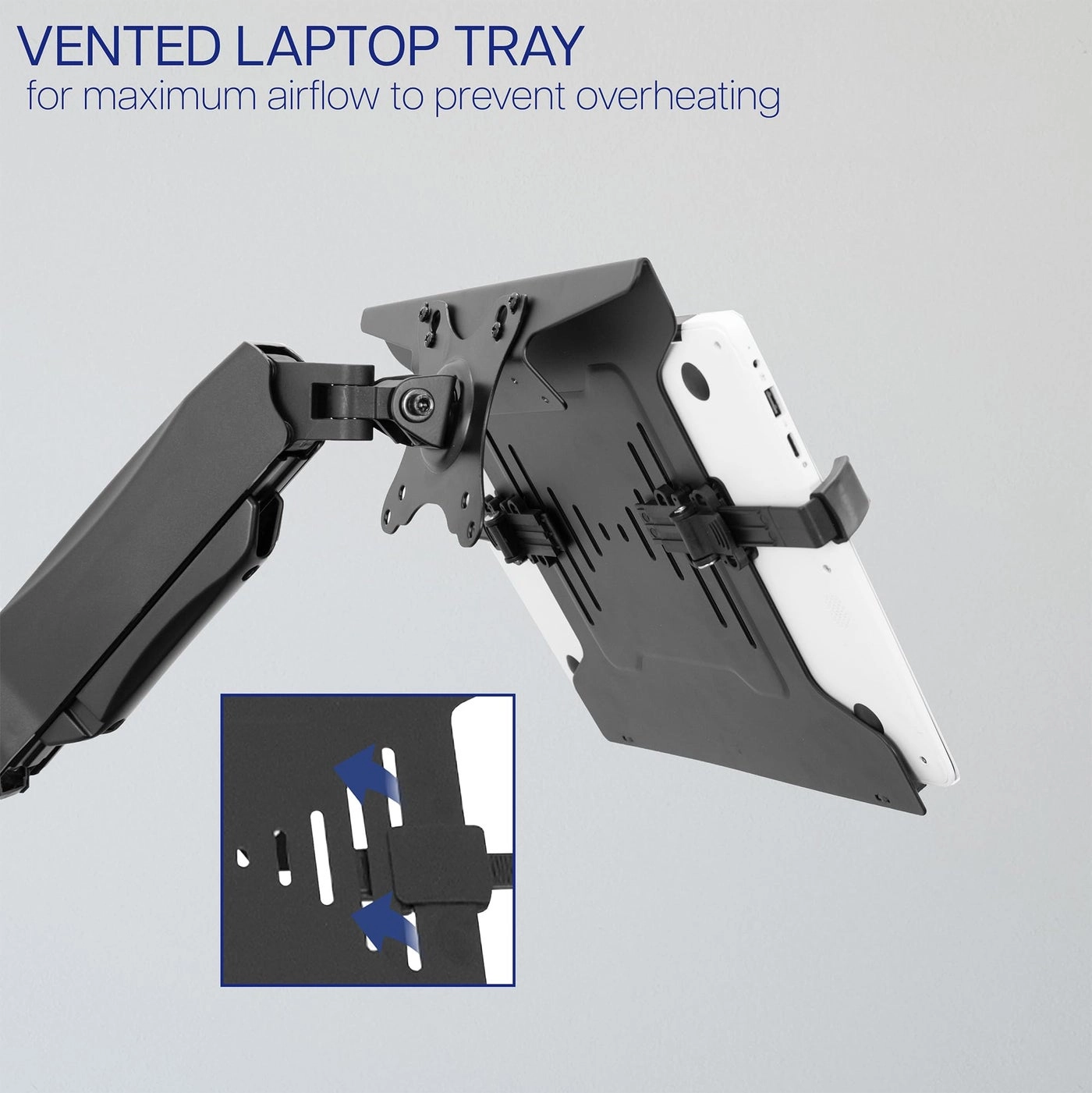 Height Adjustable Pneumatic Extended Arm Laptop Wall Mount - 10 to 15.6 inch