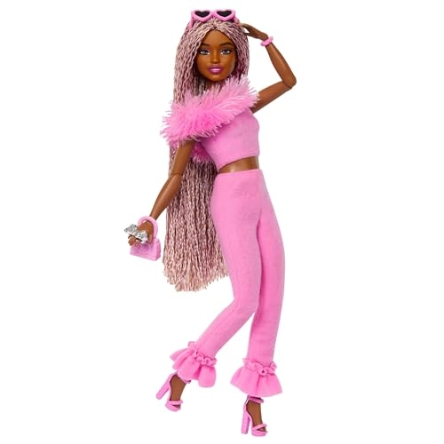 Barbie Deluxe Style Barbiecore Doll - Braided Hair Faux Fur Neck Top Ages 4+