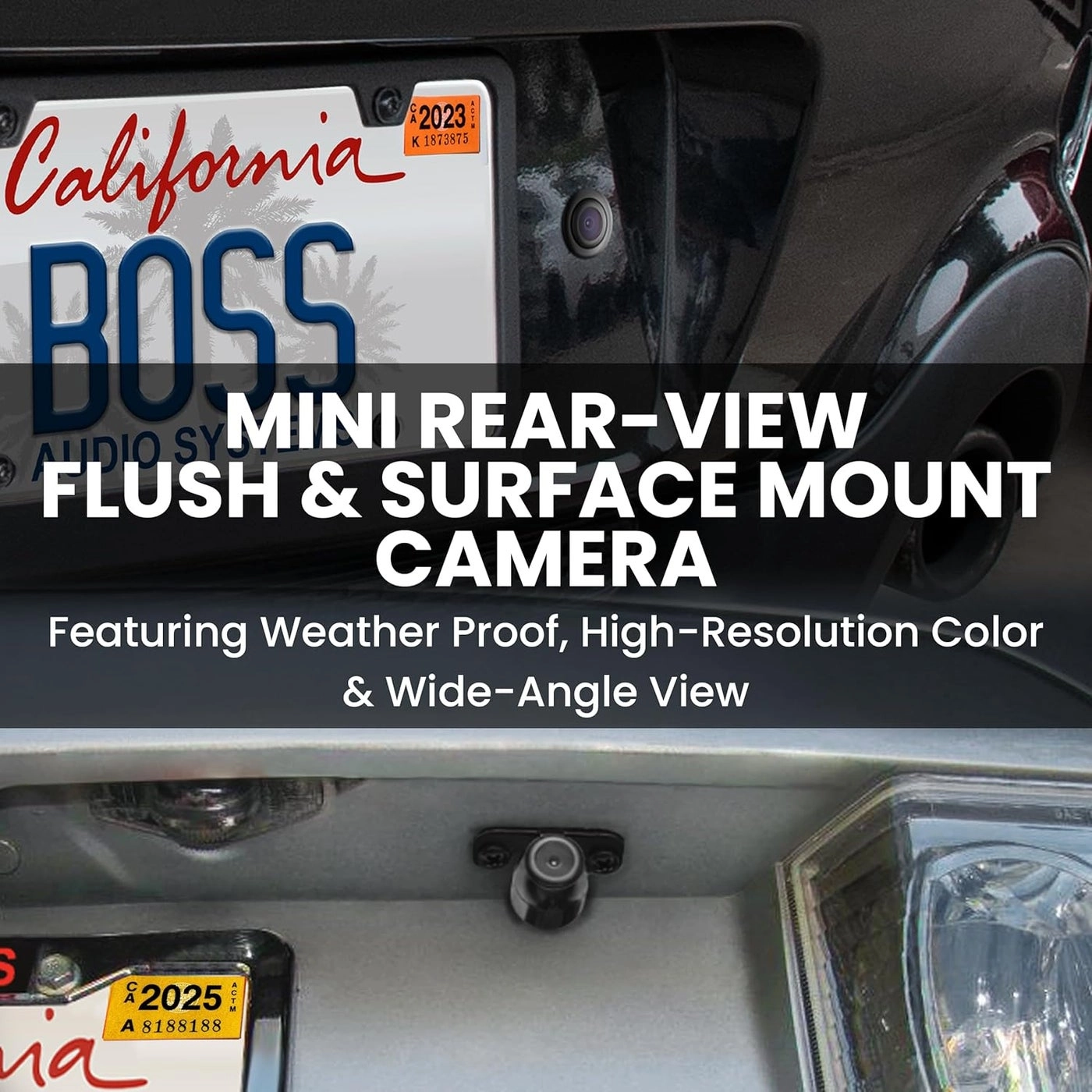 Deluxe Universal Headrest Bracket - Wide-angle view Flush-mount installation