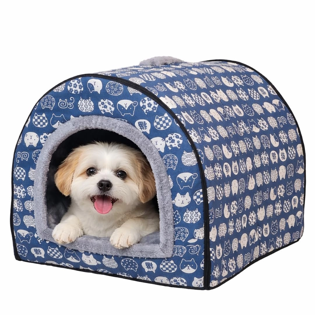 NNC PETS All-season house-shaped pet bed - Removable cushion Soft PP material Non-skid bottom