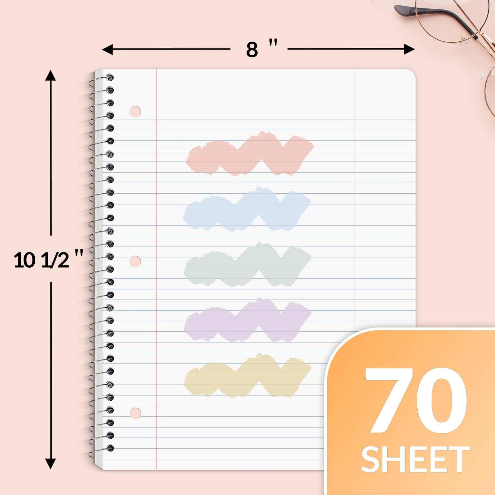 Spiral Notebook 8" x 10-1/2" Spiral - Lined 70 Sheets