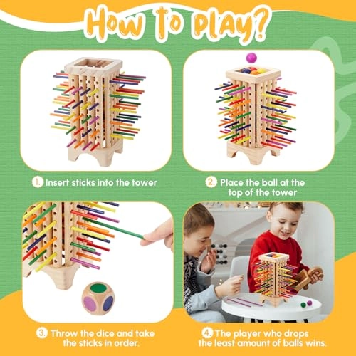 Wooden Sticks Dice Game - 3-6 Years Old 42 pieces