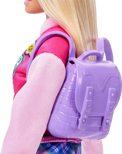 Back to School Doll - 7 accessories pink varsity jacket Ages 3+