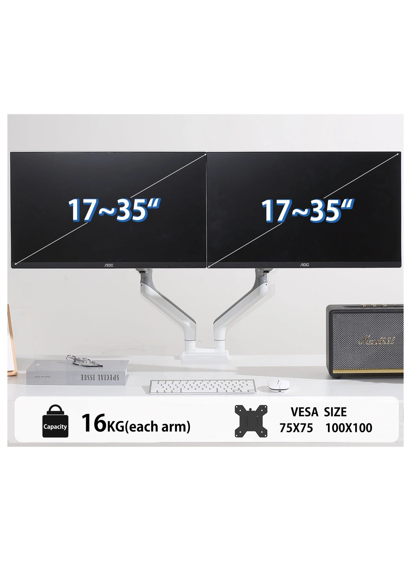 Dual Monitor Arm - Dual 17-35" 75mm 100mm