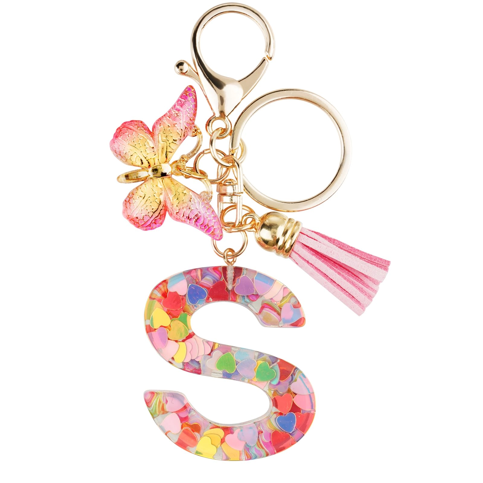 Initial Letter Keychain - Butterfly