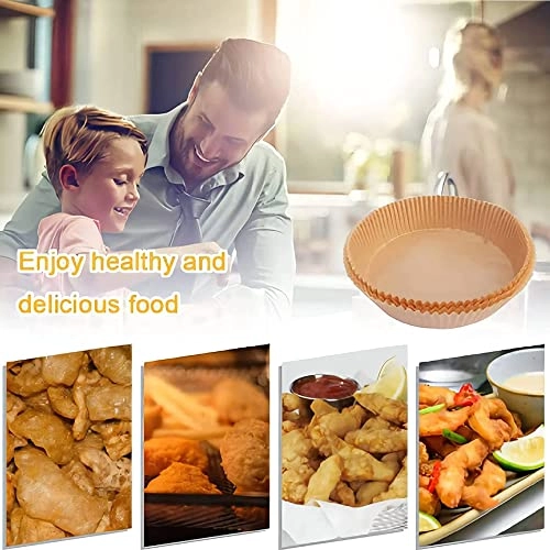 Air Fryer Paper Pad - Silicone, Wood Pulp 50PCS + Stainless Steel Forks - 5