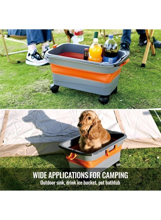 Collapsible 5.5 Gallon Bucket - Foldable Wheels & Handle