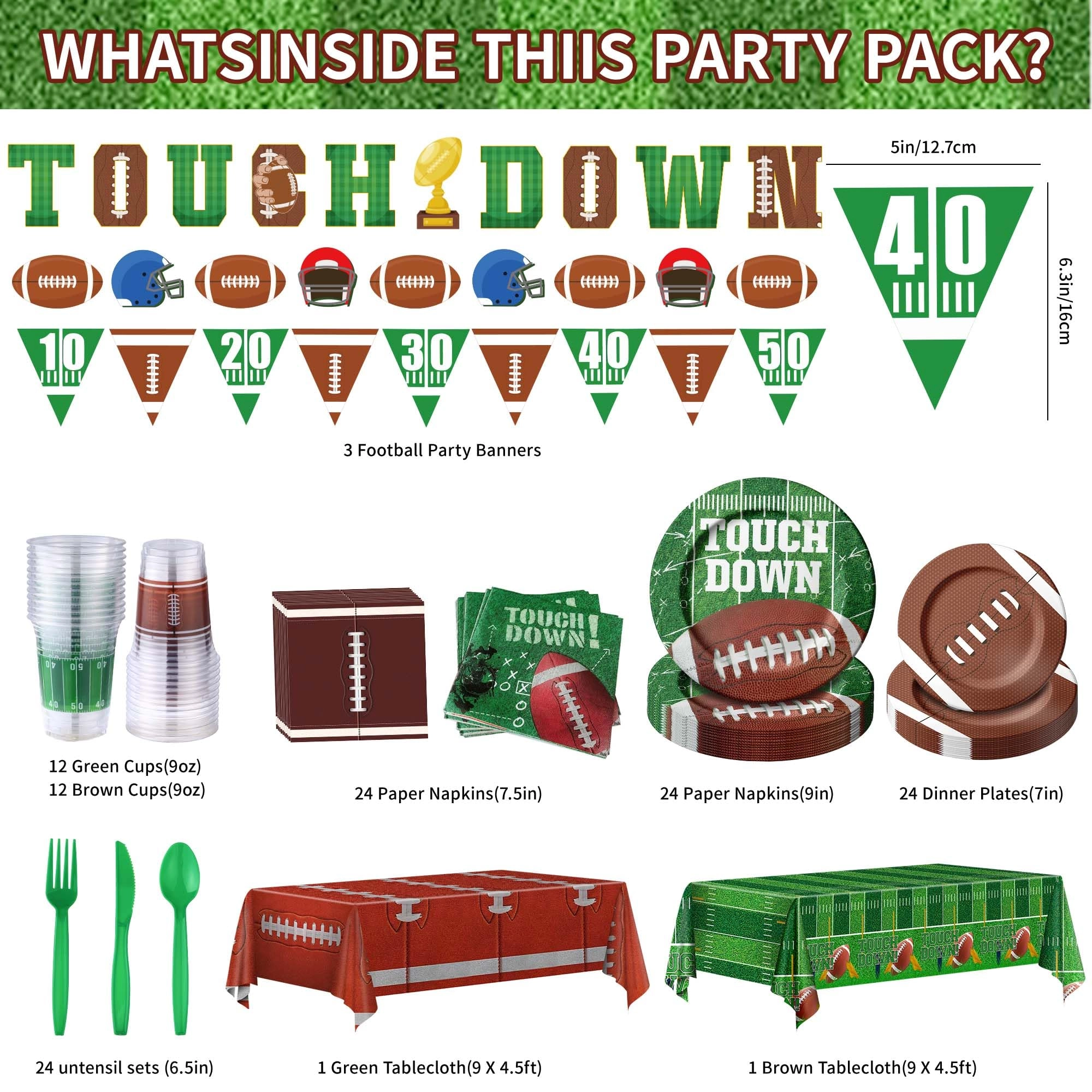 Football Party Supplies Kit - 173PCS Party