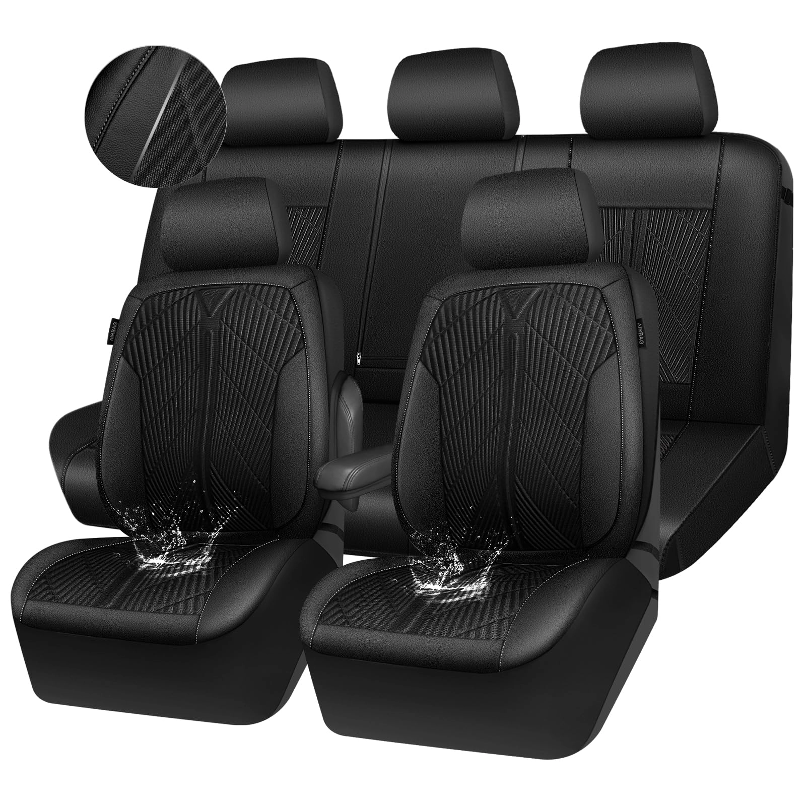 LJ Leather Oxford Car Seat Covers - Universal Fit All Black