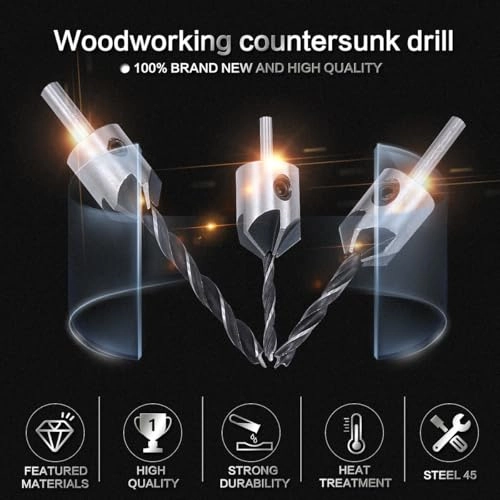 Countersink Drill Bit Set - 3mm 4mm 5mm 6mm 4 pieces