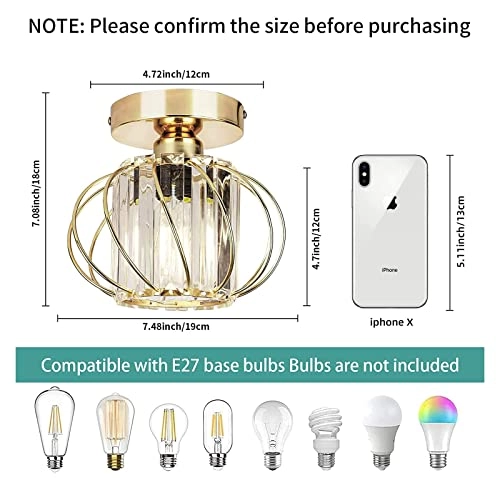 Modern Crystal Ceiling Light - 2 Pack Semi Flush Mount