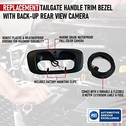 Tailgate Handle Trim Bezel with Backup Camera - Night vision Wired 600 TV lines