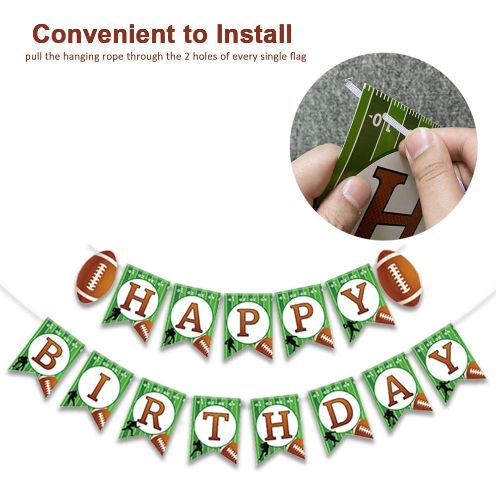 Football Birthday Banner - 13 paper flag sign football birthday party