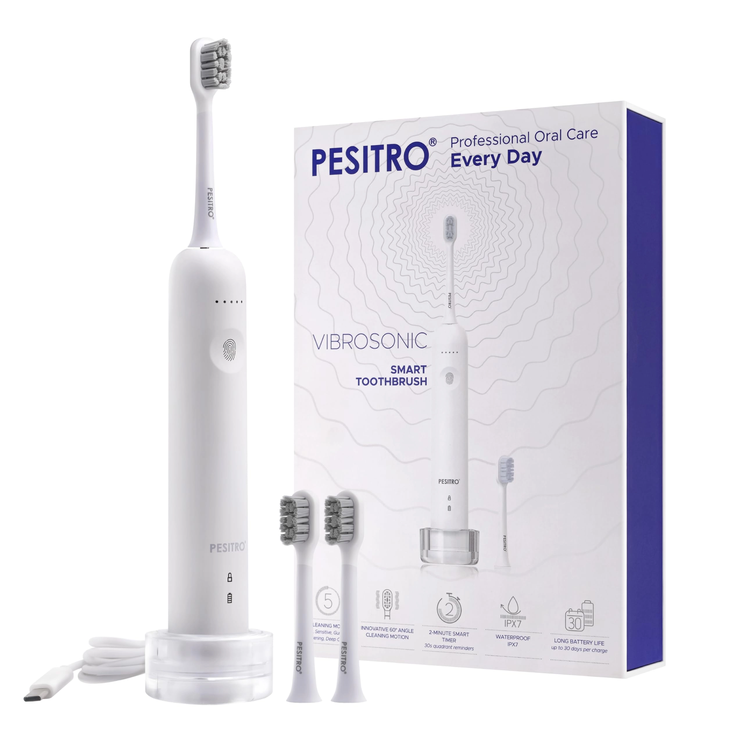 Pesitro VIBROSONIC - 5 Cleaning Modes 30-Day Battery