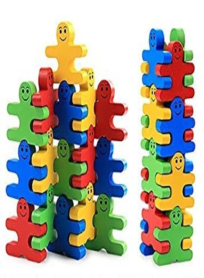 Rainbow Wood Interlocking Building Blocks - 11 pcs