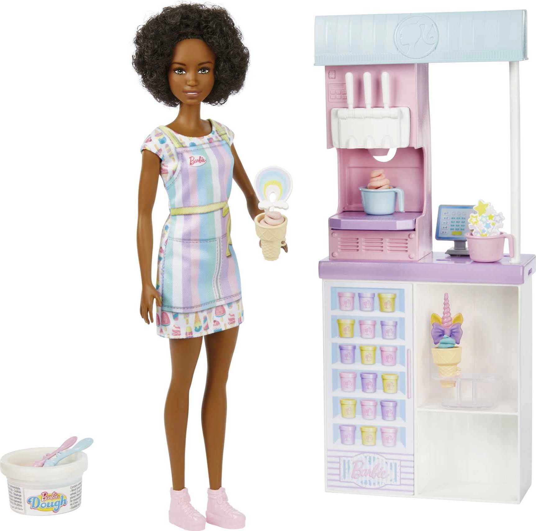 Barbie Ice Cream Shop Playset - 12-in Brunette Ages 3+