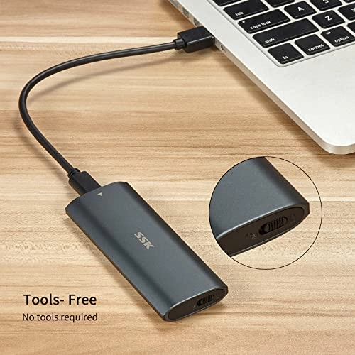 M.2 NVME SATA SSD Enclosure - USB C 3.1/3.2 Gen 2 10Gbps NVMe/SATA 2230/2242/2260/2280