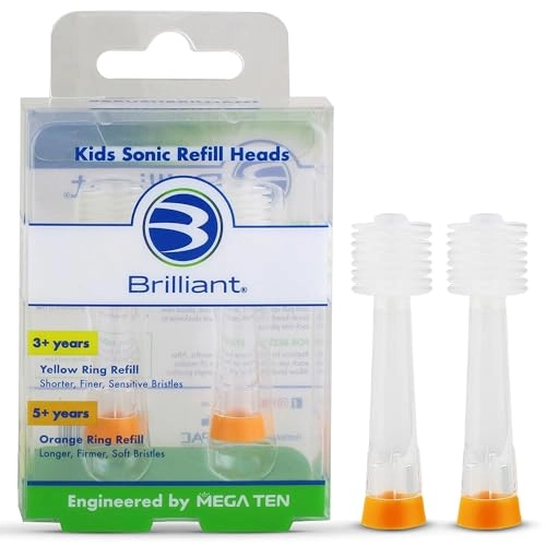 Kids Sonic Toothbrush Refill Heads - Microfiber Micro Bristles 2 Count Orange