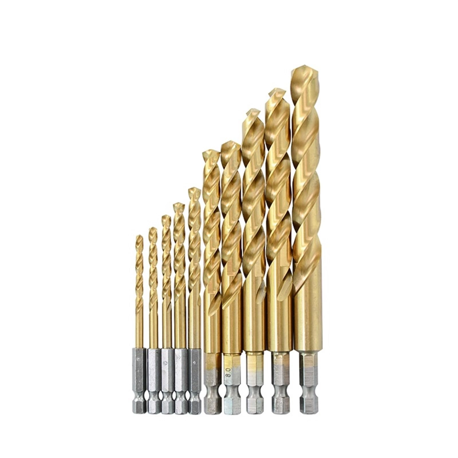 Hexagonal Spiral Quick Change Drill Bit - 10 Pieces 2mm to 13mm