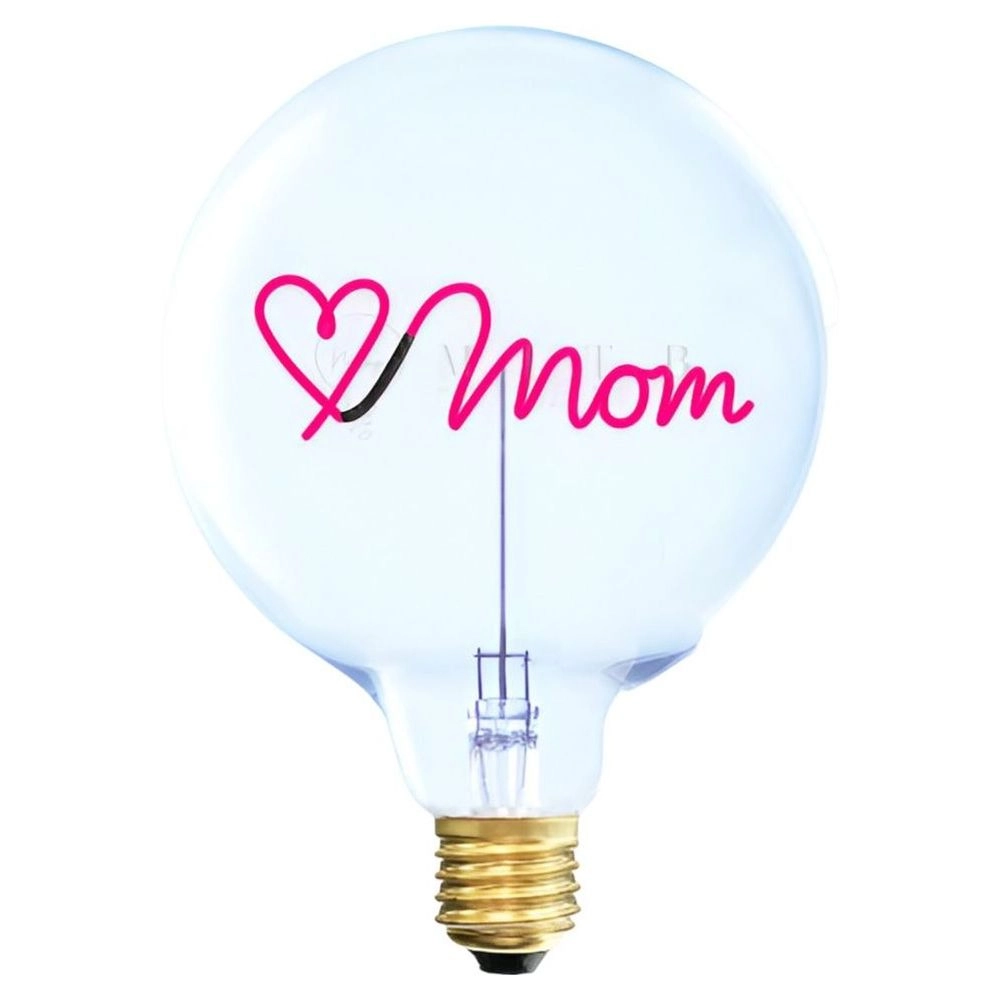 MESSAGE IN THE BULB Love Mom - 6 Volt Clear Glass Red Light