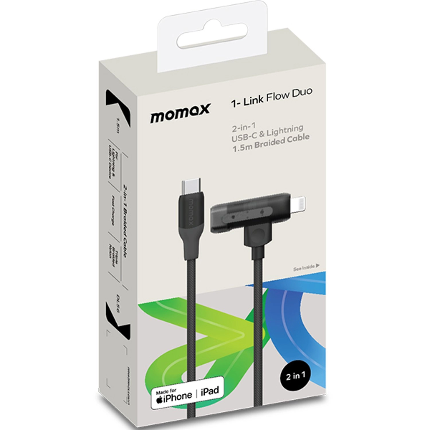 1-Link Flow Duo Cable USB-C to Lightning 1.5m