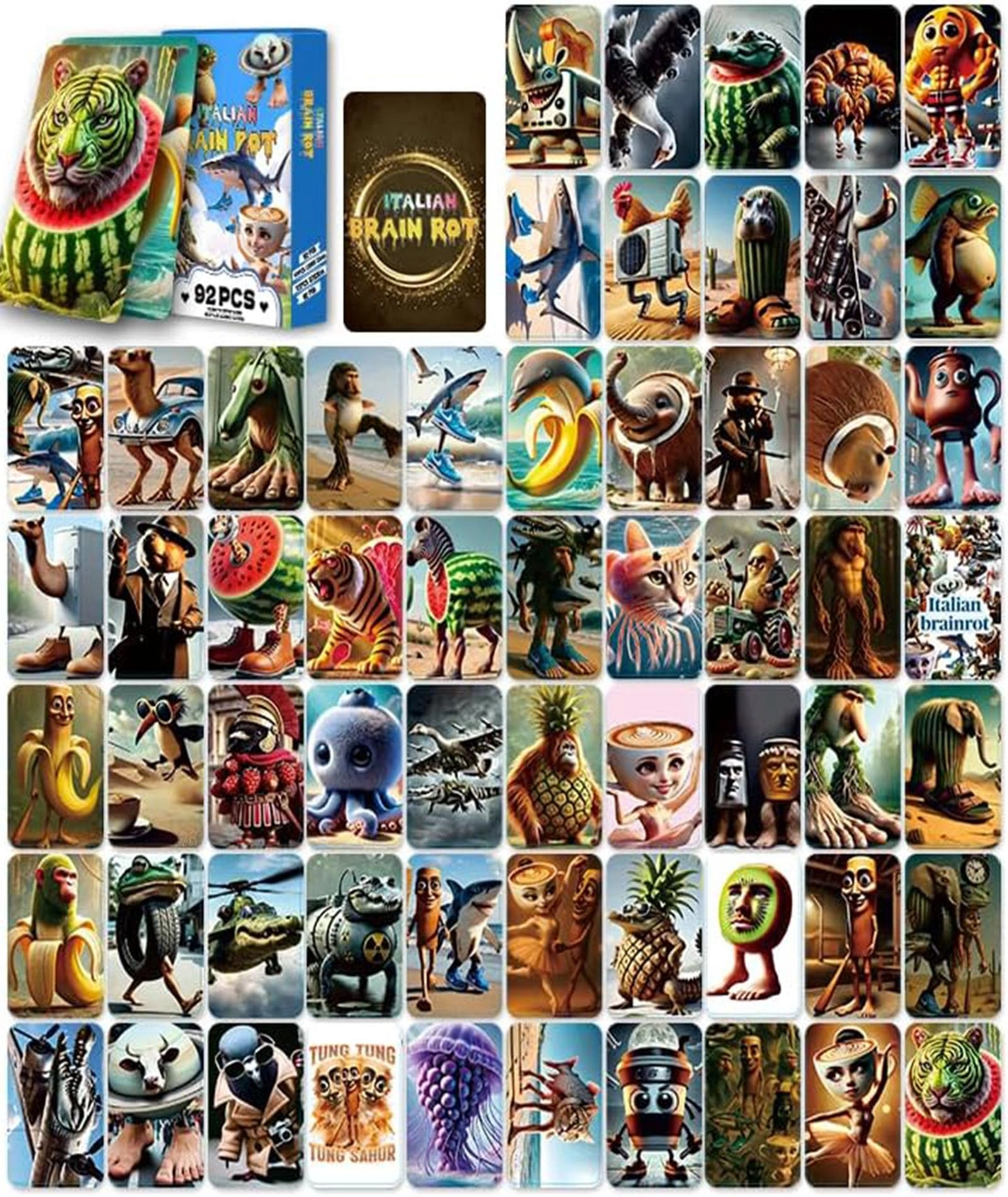 KalamkariX Brainrot Cards - 92PCS Multicolor