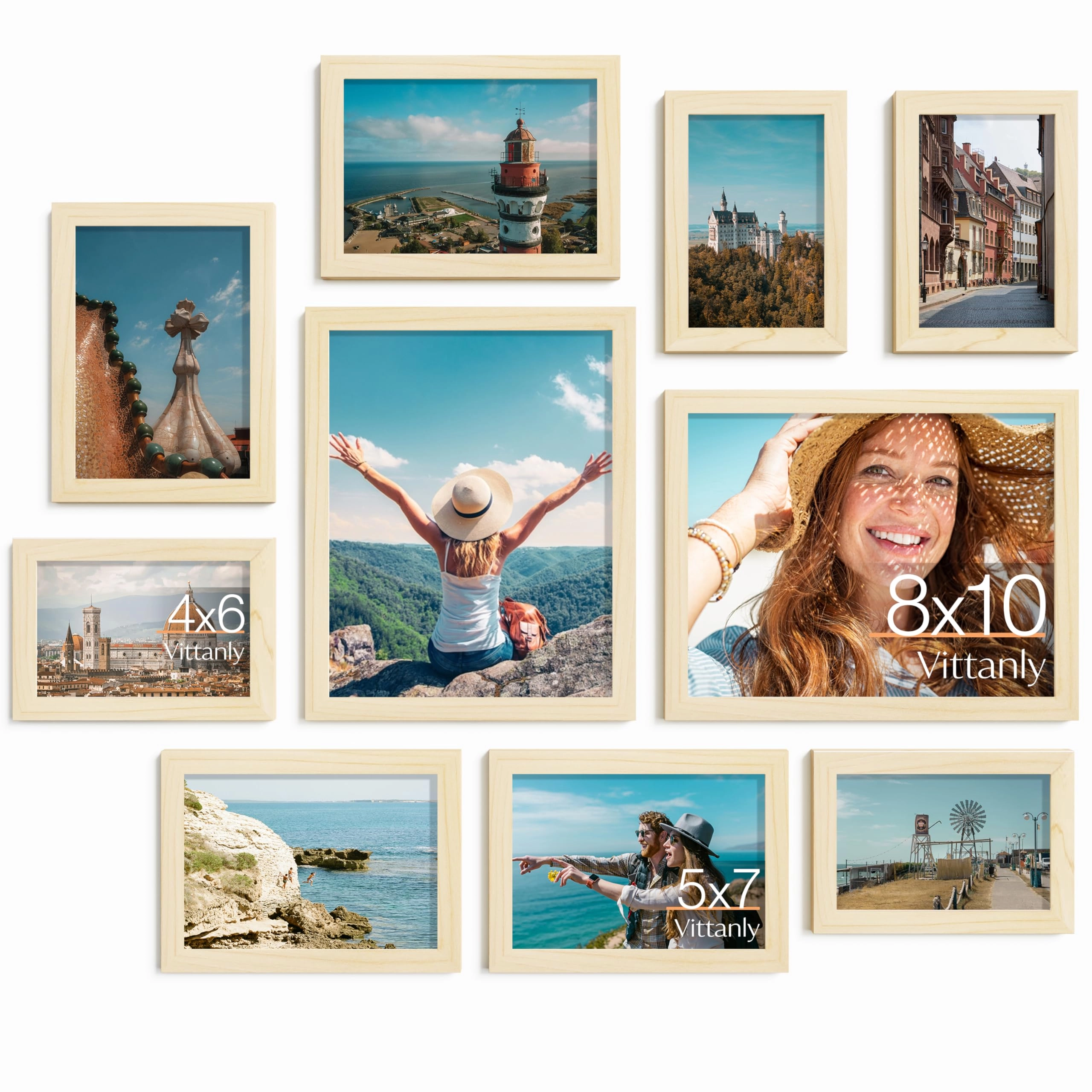 Picture Frames Set - 10 Pack Rustic Grey