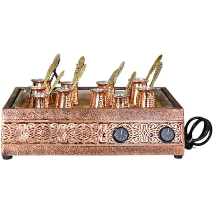 rayihni Turkish Sand Coffee Maker - Traditional Copper Ottoman Design Two Set Coffee Pots