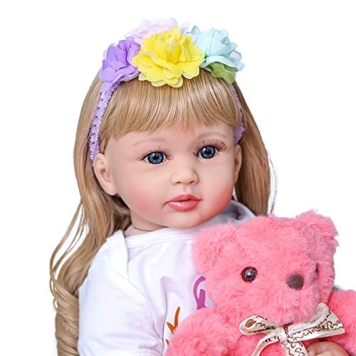 Reborn Toddler Doll - 24 inch Silicone Vinyl Girl Pink Dress Ages 3+
