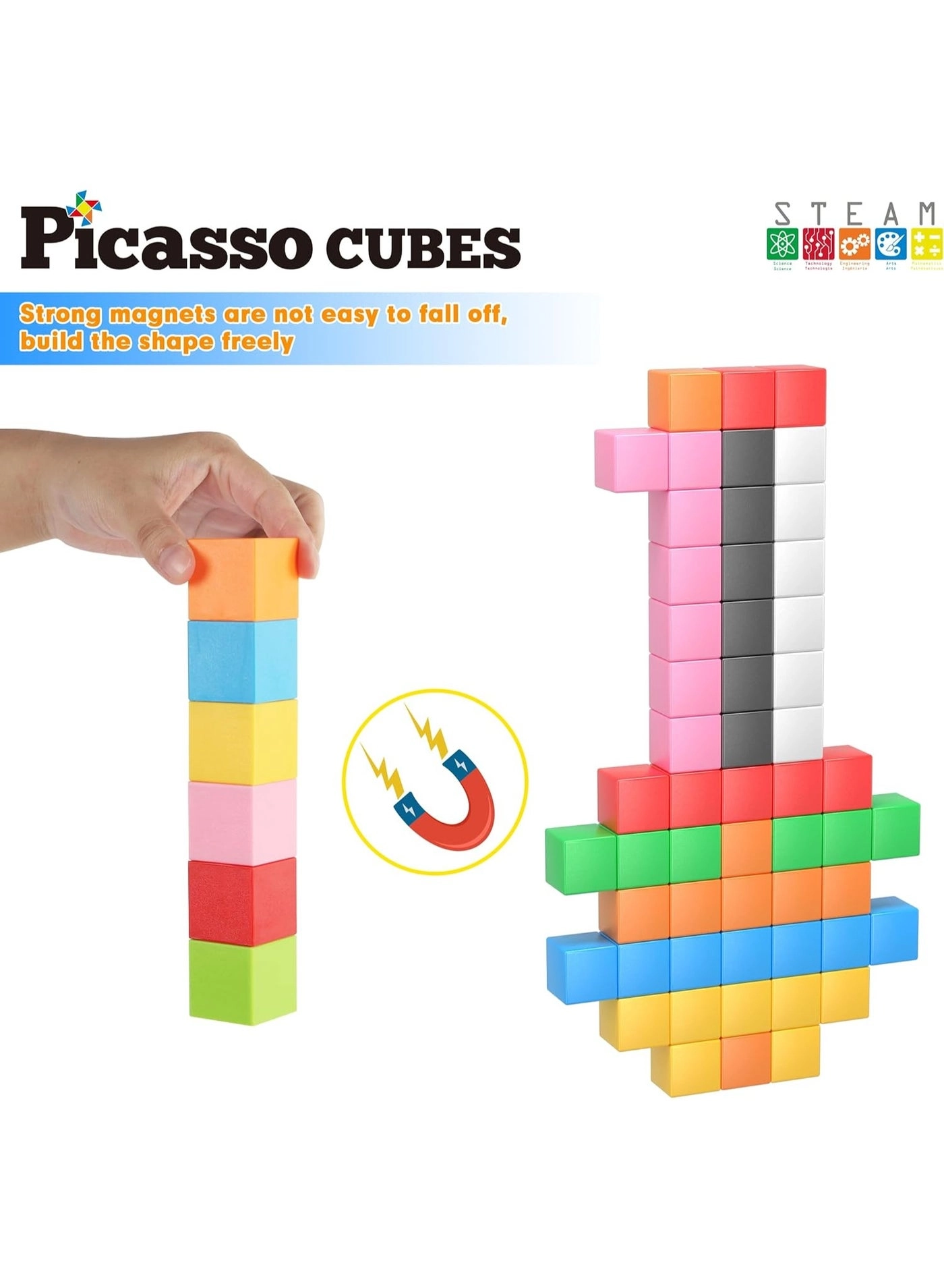 Magnetic Cubes Learning Blocks - 3+ Years 54 pieces