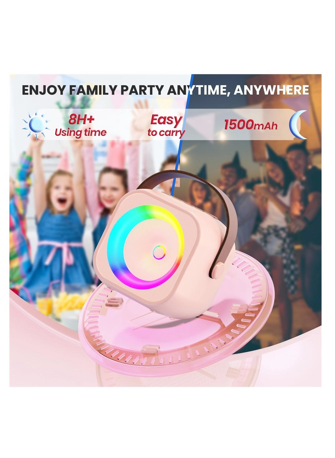 Mini Karaoke - 2 Wireless Microphones 8-10 hours playback