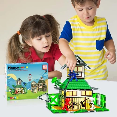 2-In-1 Magnetic Tiles - Ninja & Troop 102 pcs