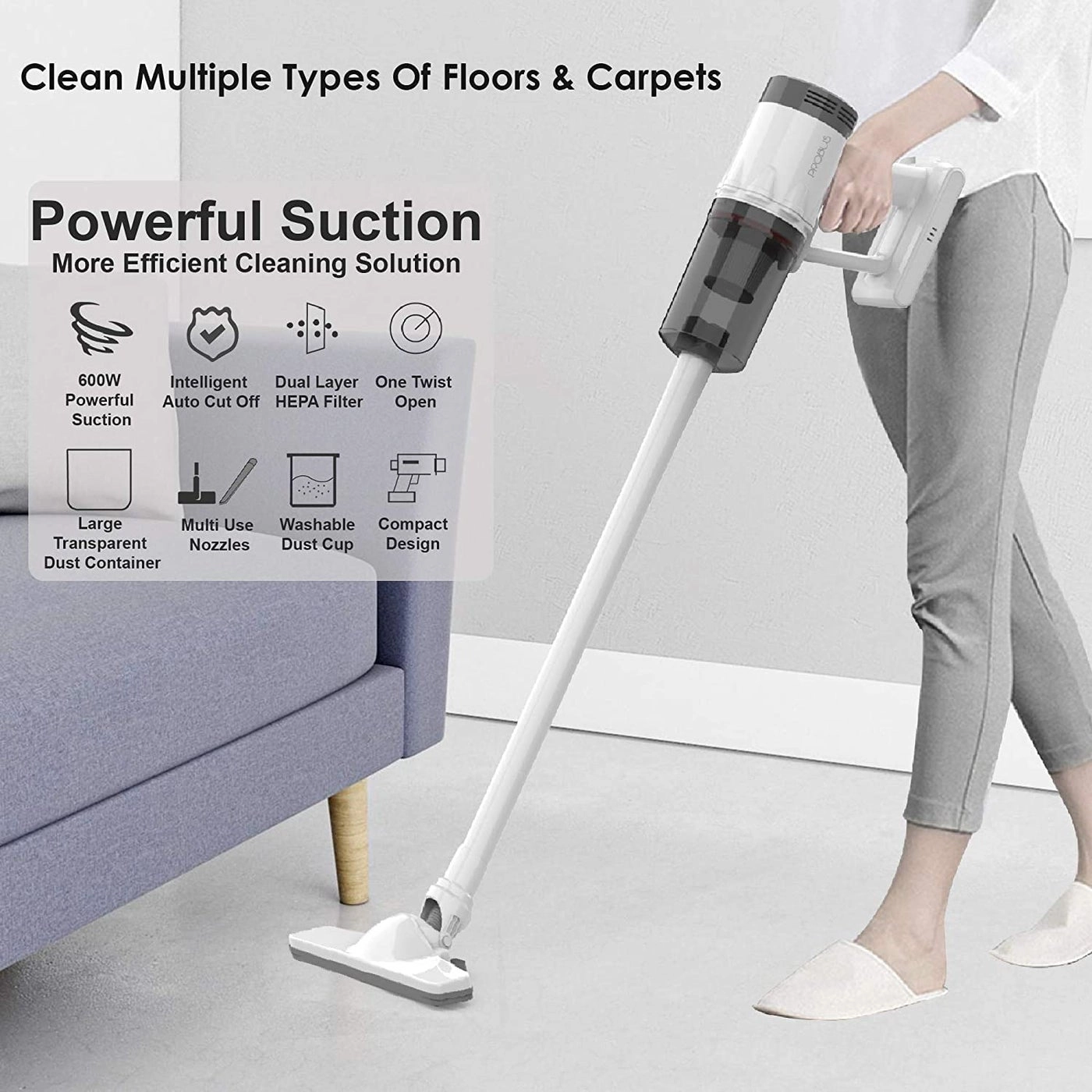 Corded Handheld Stick Vacuum Cleaner - Lightweight Upright