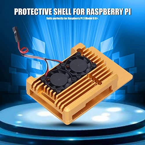 Protective Box/Cover - Aluminium Alloy Dual Cooling Fan Gold