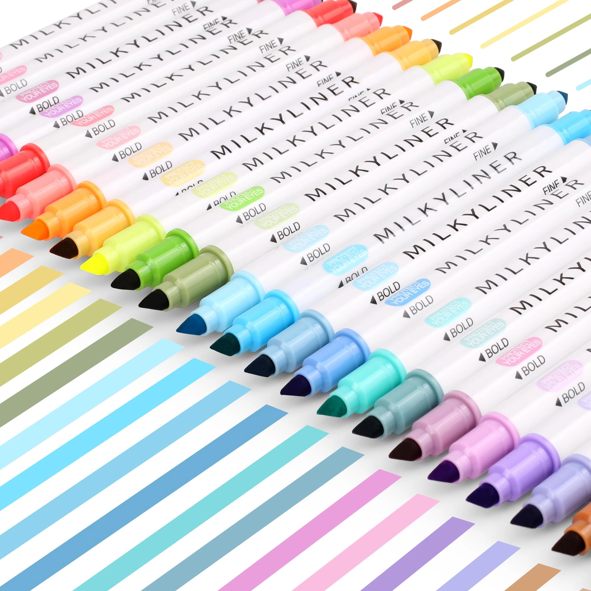 hanku Pastel Highlighters Set - 24 Colors Dual Tip