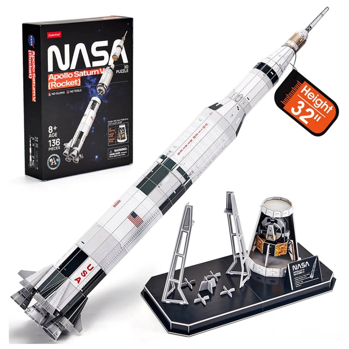 NASA Apollo Saturn V 3D Puzzle (ALGT-DS1059H) - 136 pcs
