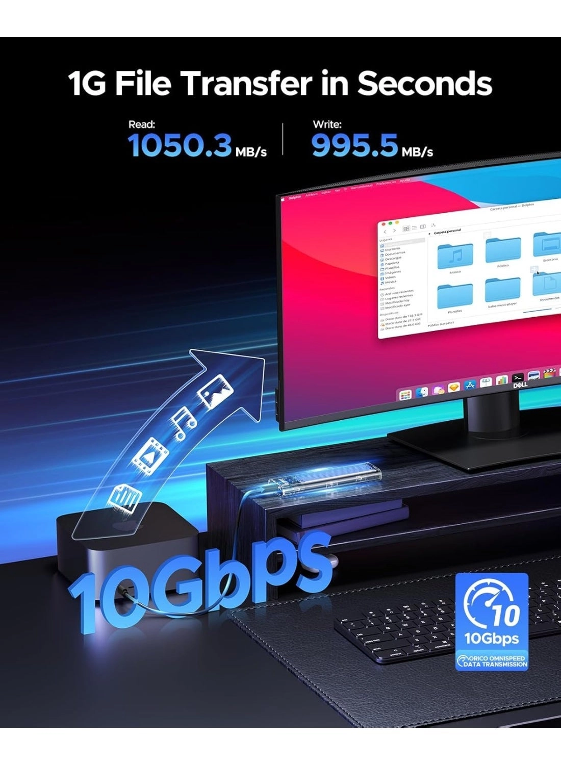 M.2 NGFF NVMe Enclosure - USB 3.2 Type C 10Gbps