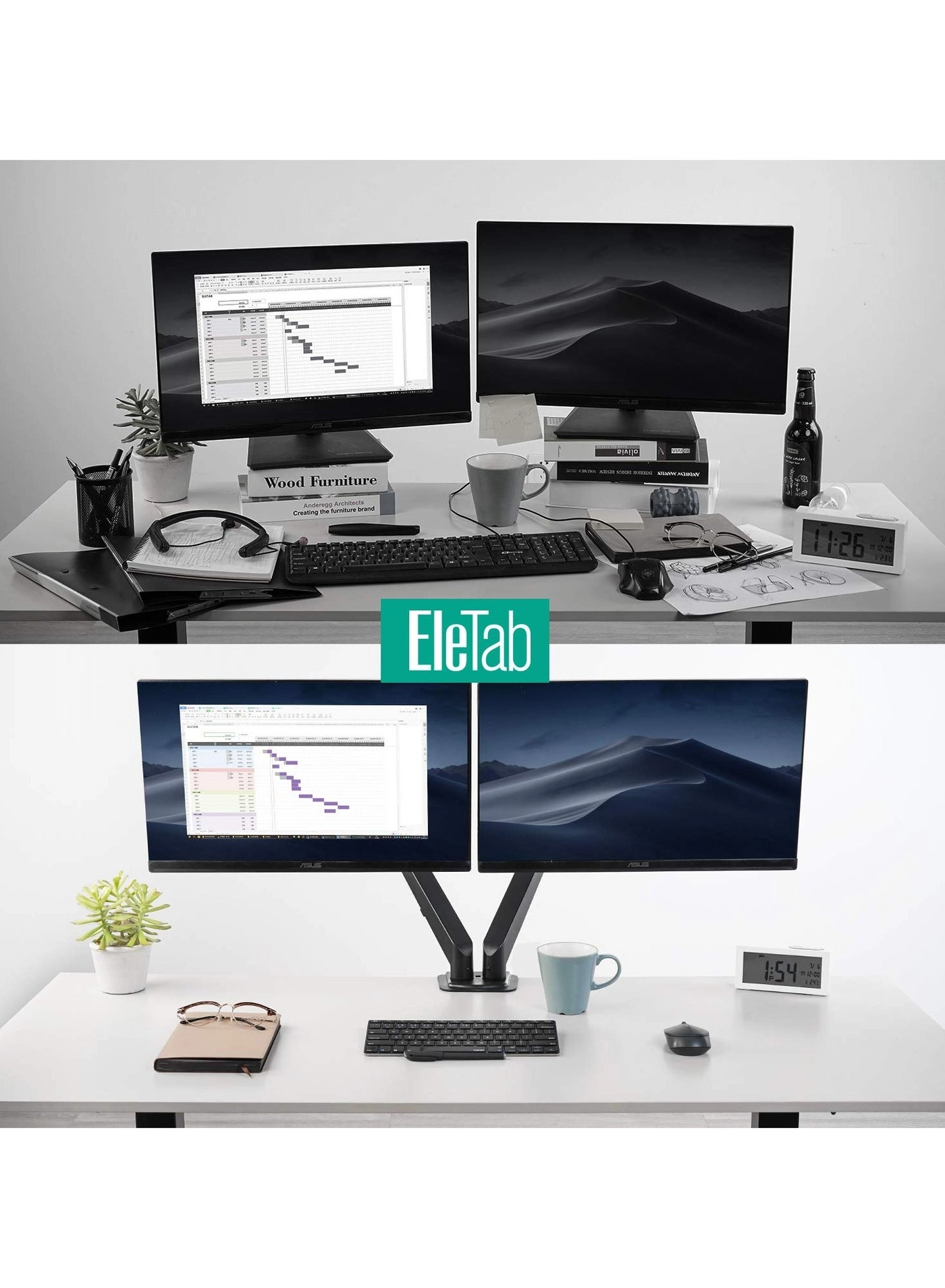 Dual LCD Monitor Desk Mount Stand - 2 27in