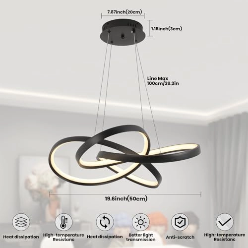 Modern LED Chandelier - Warm Neutral White Dimmable