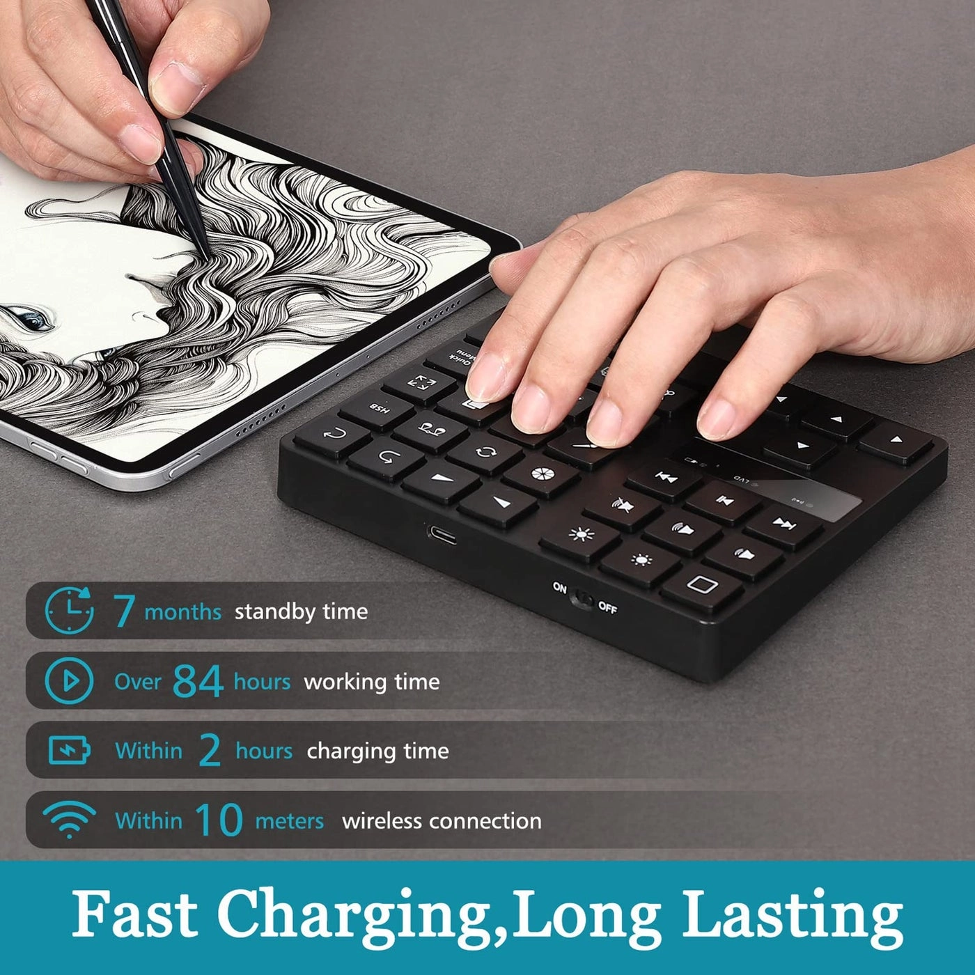 Keyboard for Procreate - One Handed Ergonomic 35 Shoutcuts