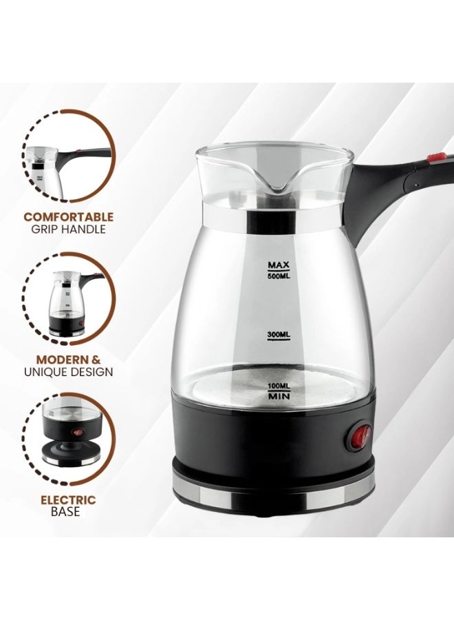 Turkish Glass Coffee Maker - Foldable Handle Portable Electric