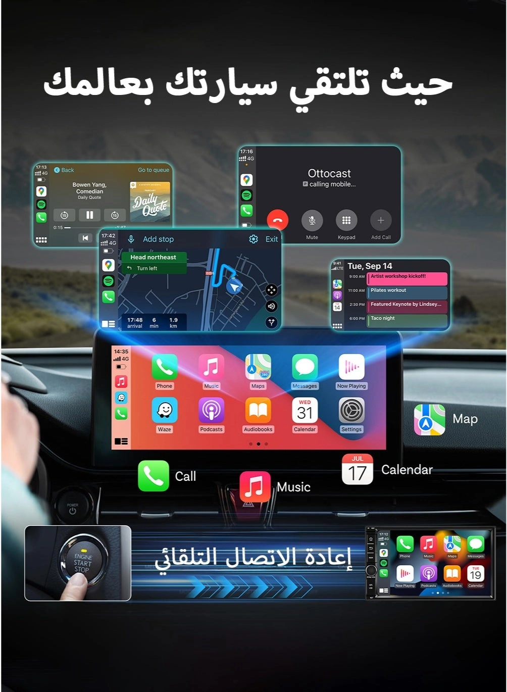 Mini Wireless CarPlay Adapter - Bluetooth 5.0 USB-C USB-A