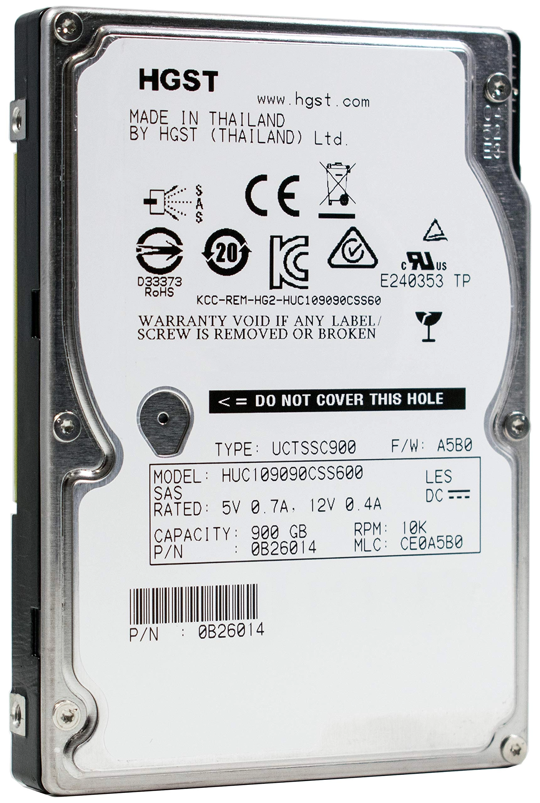 HGST (Refurbished) Ultrastar C10K900 2.5" 10Krpm 64MB SAS 6.0Gb/s (0B26014) - 900GB