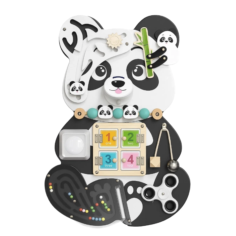Factory Price Wooden Panda Busy Board - 3 + 9-in-1