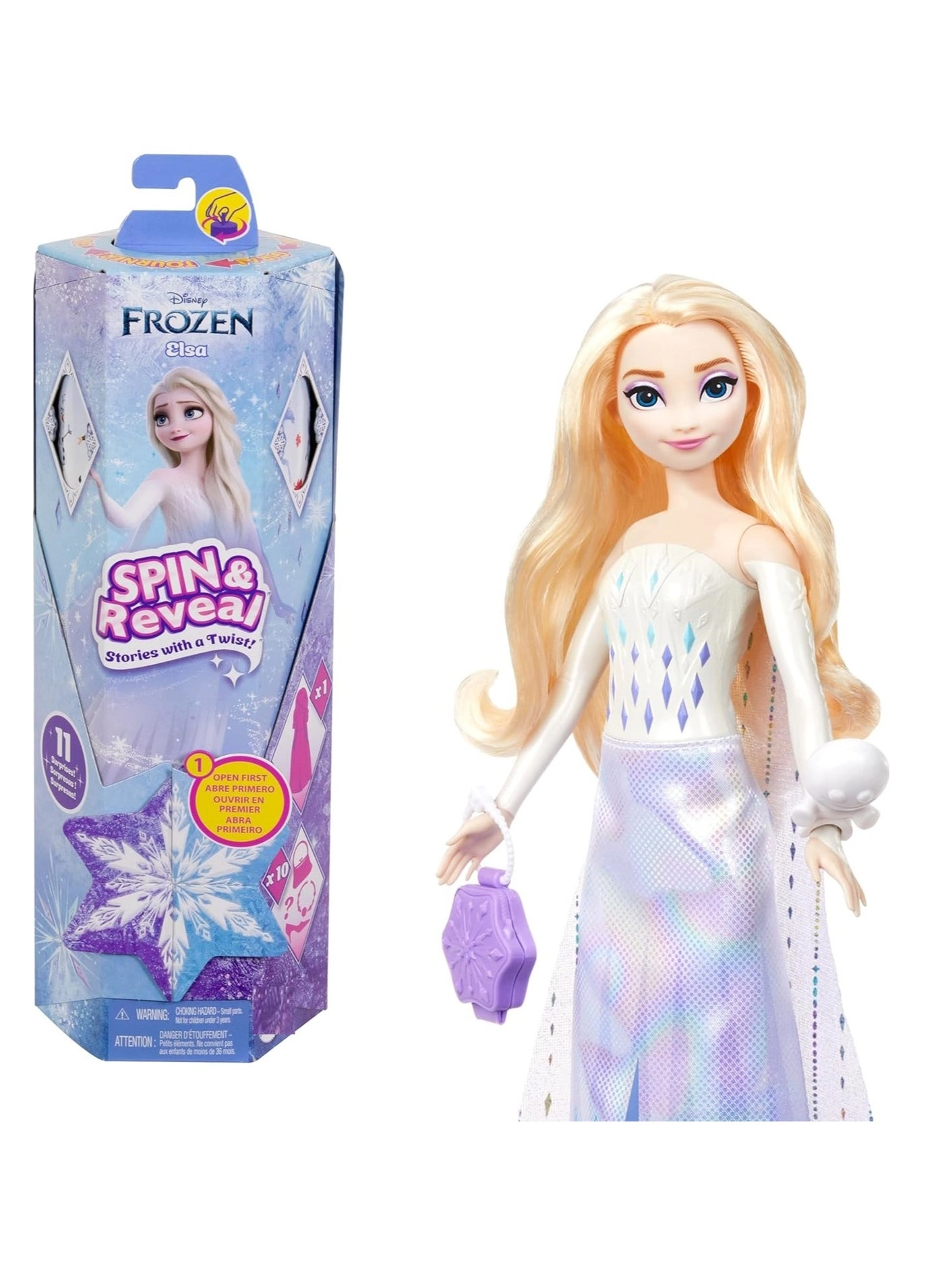 Elsa Fashion Doll - Frozen Spin & Reveal 11 Surprises