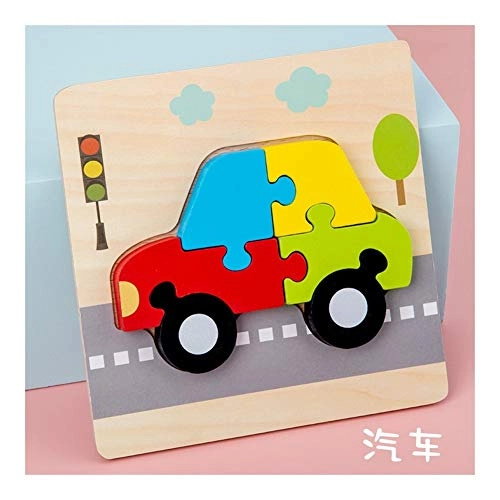 Wooden Animal Car Three-dimensional Jigsaw Puzzle - 3 years and up