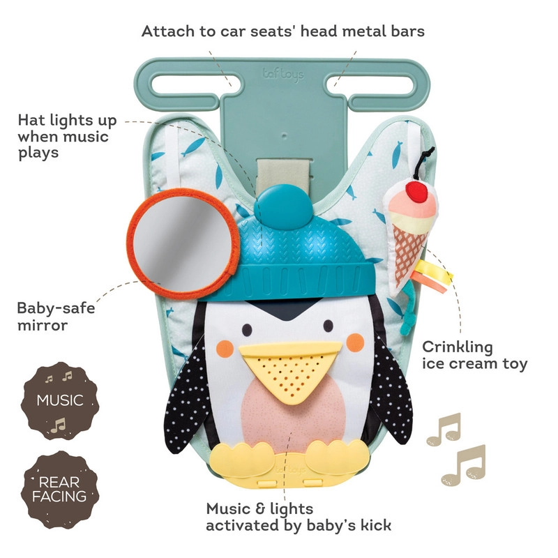 Penguin Play & Kick Car Toy - Developmental Travel Activity Center Music & Light