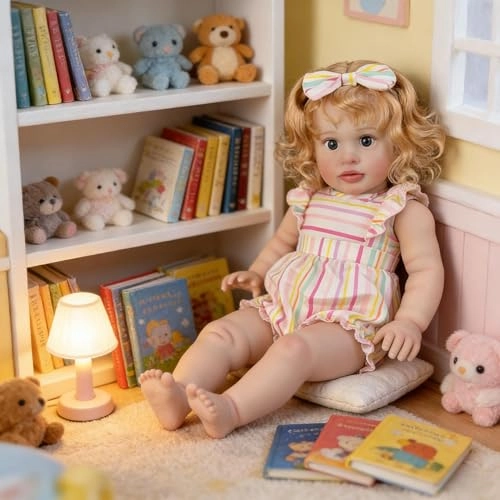 Pippa Reborn Baby Doll - 26 inch Cotton Vinyl Hand-rooted Curly Hair Ages 3+