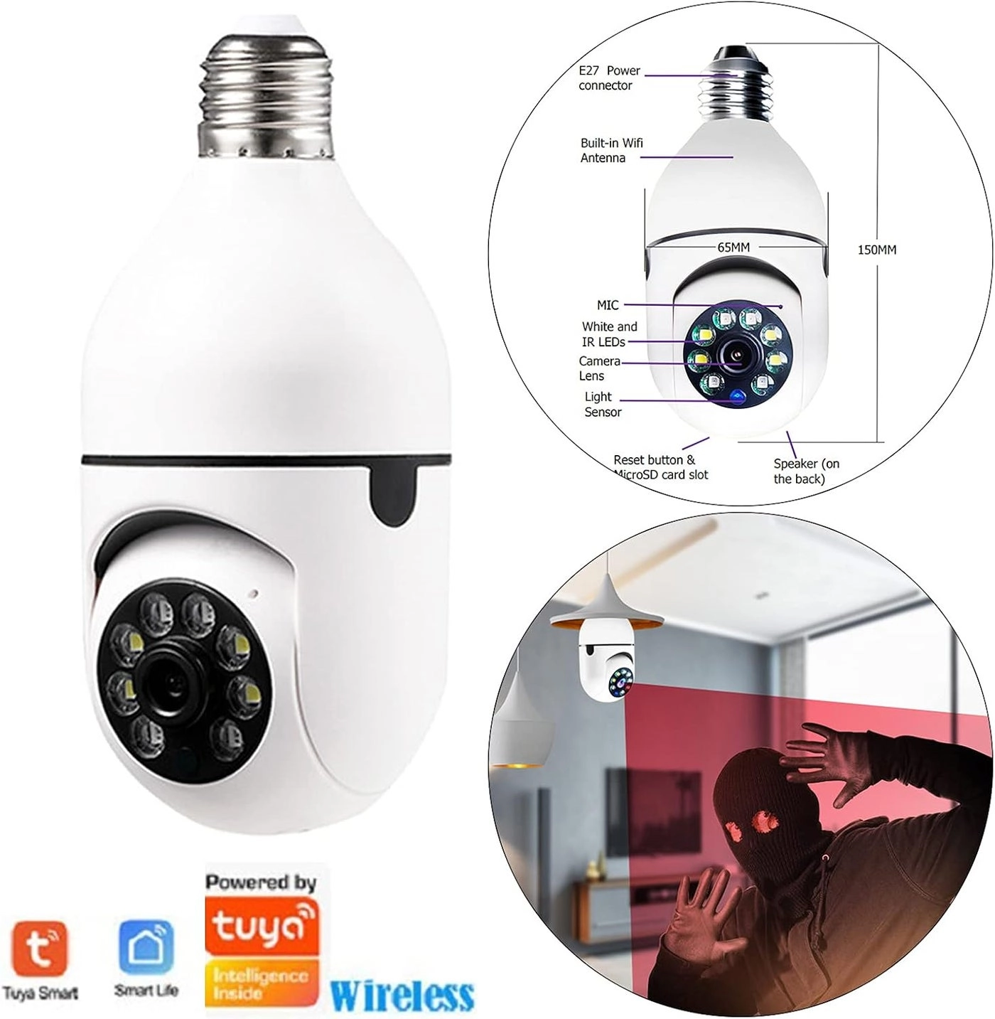 Light Bulb Security Camera 1080P